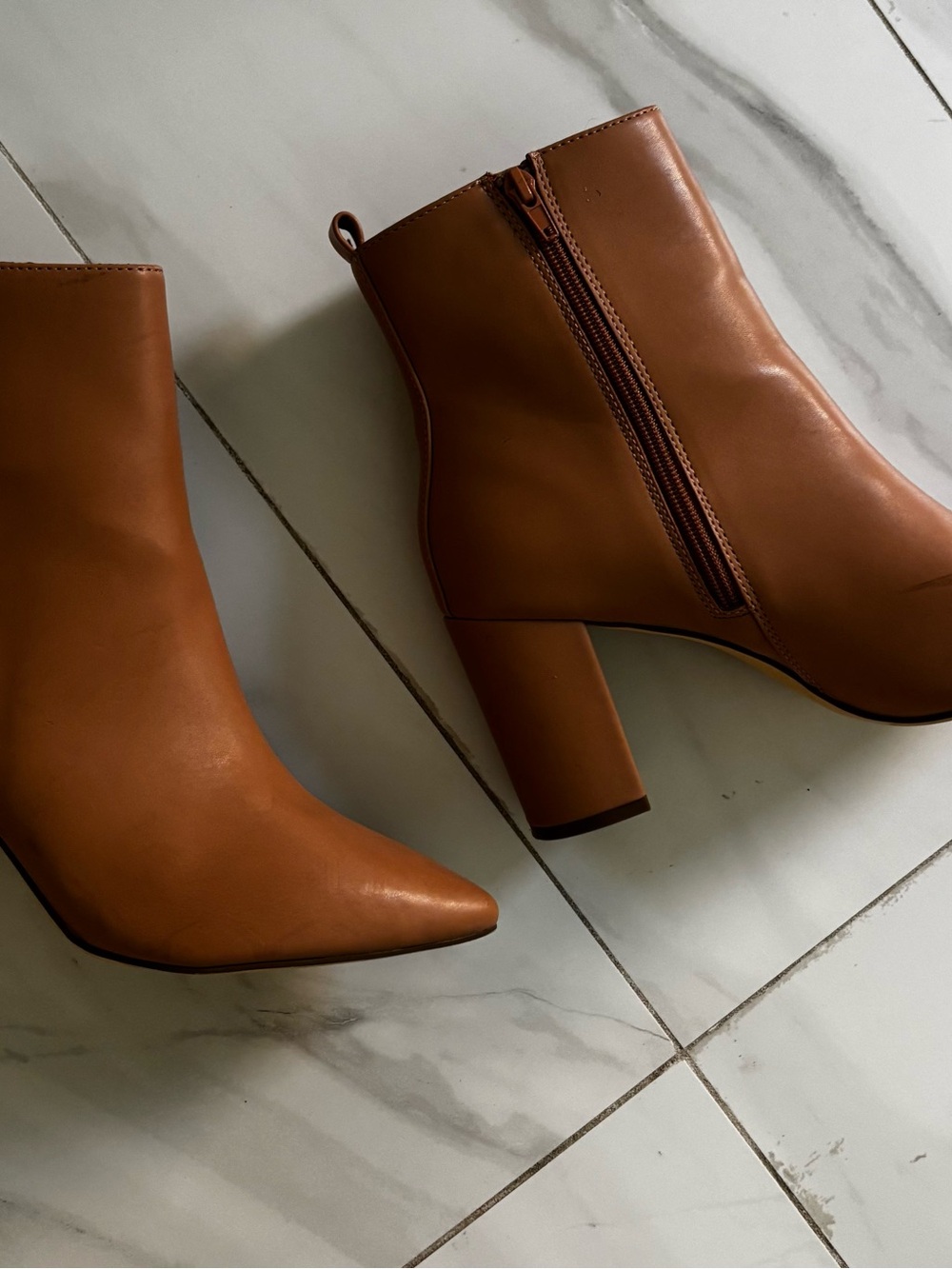 Women's PINK Block Heel Ankle Boots - Sleek Zip Closure